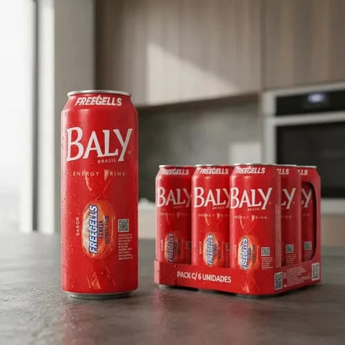 Pack Com 6 Unidades Energético Baly Energy Drink Cereja Freegells 473ml